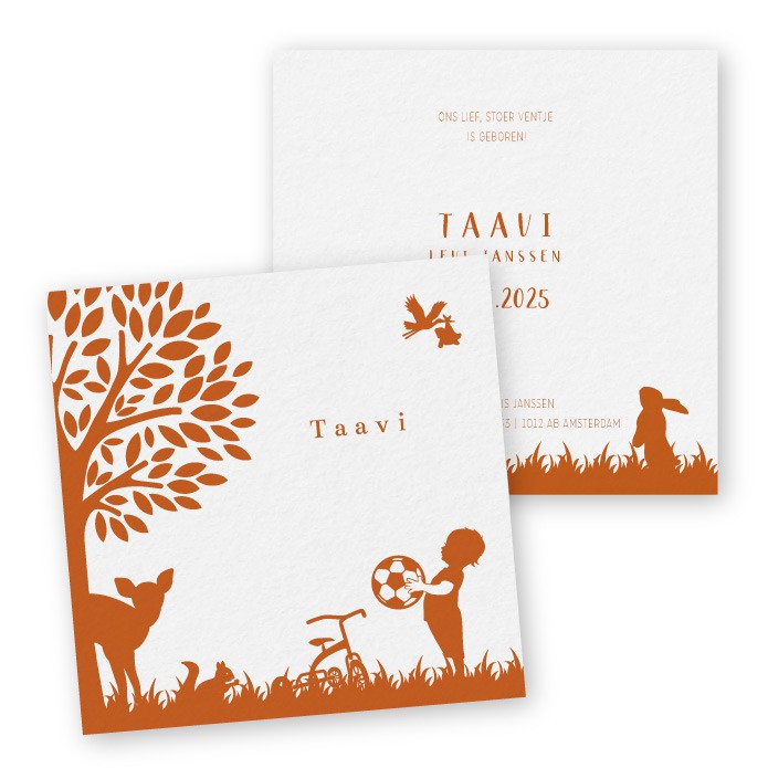 babykaartje silhouetje jongen voetbal