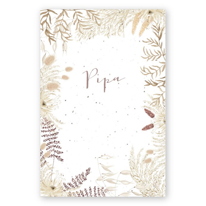 geboortekaartje botanisch bloeipapier