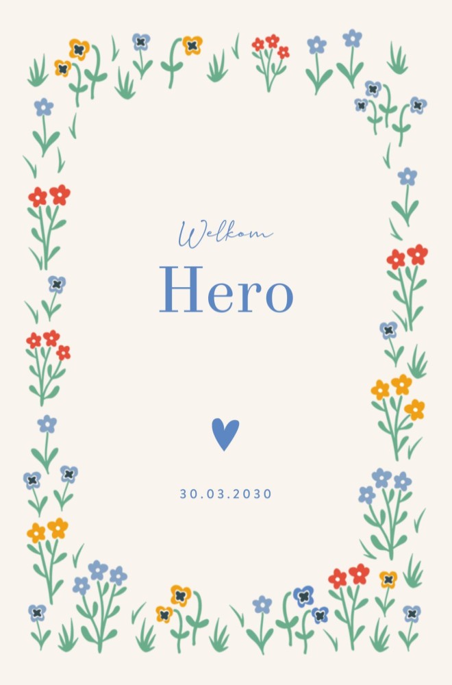 Geboortekaartje Hero bloemenkrans - Sofi Grace