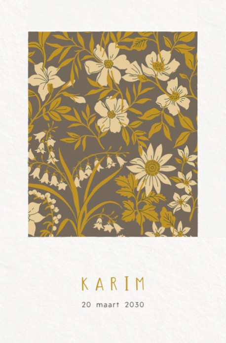Geboortekaartje kader bloemen patroon Karim
