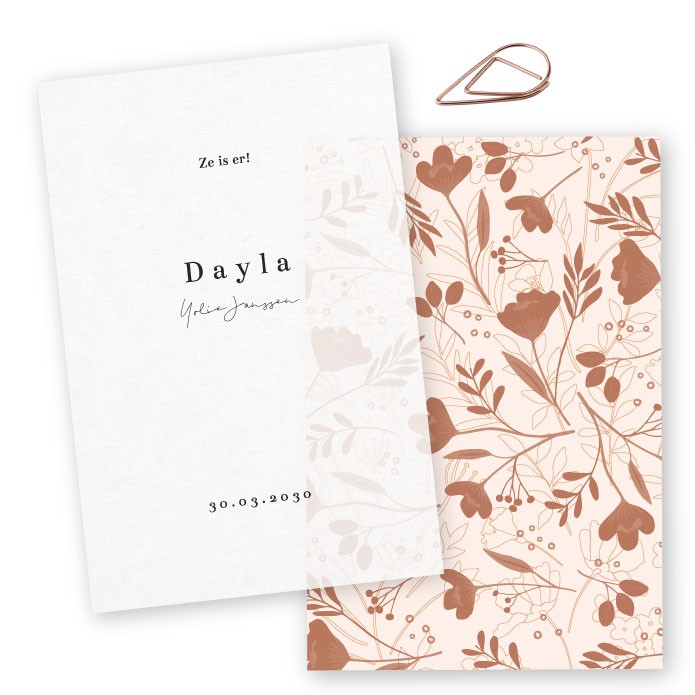 geboortekaartjes kalkpapier bloemen dayla