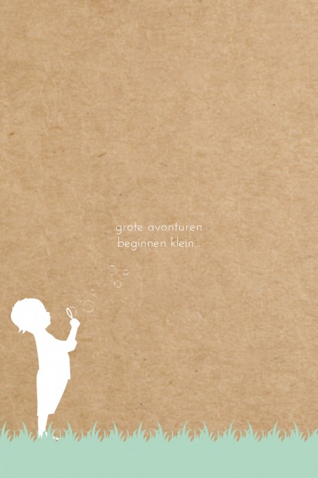 Geboortekaartje kraft karton hondje met jongen -  Mikki dubbel