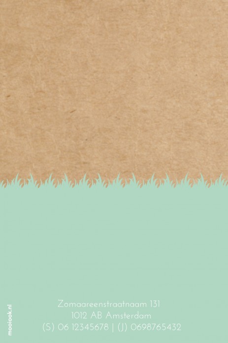 Geboortekaartje kraft karton hondje met jongen -  Mikki dubbel