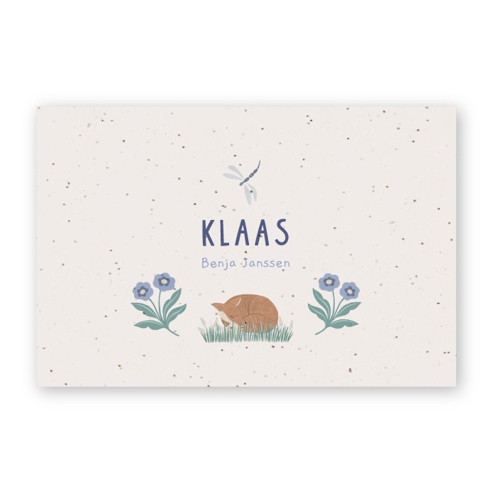 Geboortekaartje slapend vosje - Froukje den Nijs