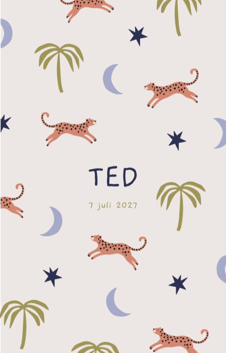 Geboortekaartje Ted luipaard patroon dubbel - Froukje den Nijs