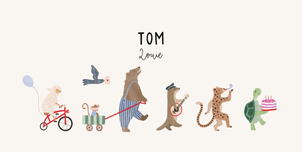 Geboortekaartje Tom Optocht 21x10 Dubbel Schaapje - Froukje