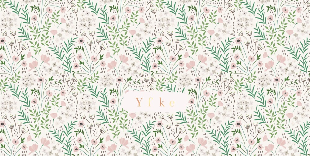 Geboortekaartje Yfke bloemen patroon dubbel