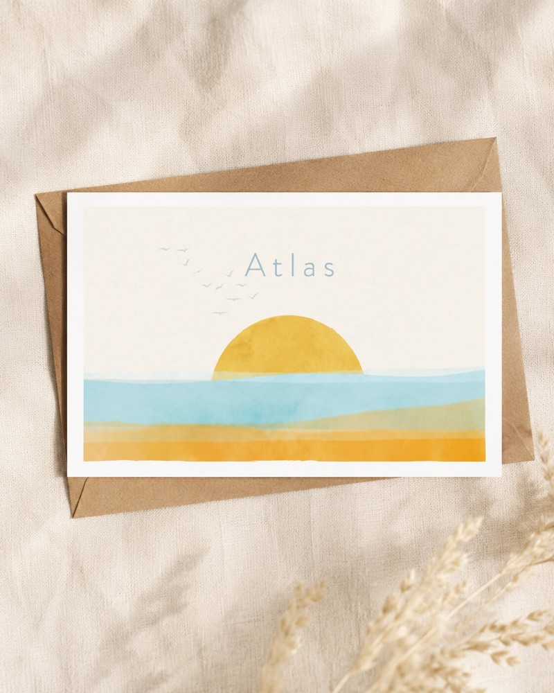 Geboortekaartje jongetje zee strand Atlas