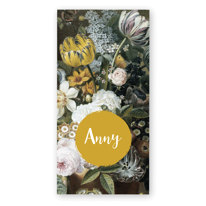 Geboortekaartje bloemen schilderij Anny