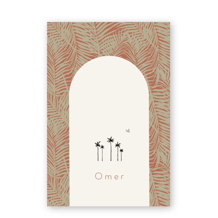 Geboortekaartje getekende palmboom