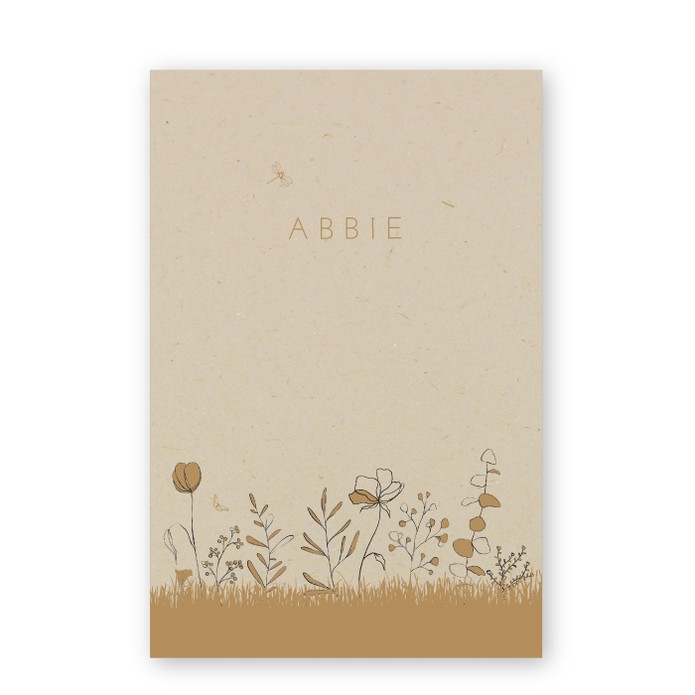 Geboortekaartje ecologisch getekende bloemen Abbie
