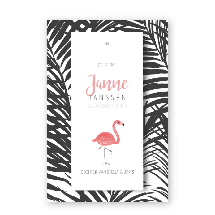 Geboortekaartje label splitpen Janne