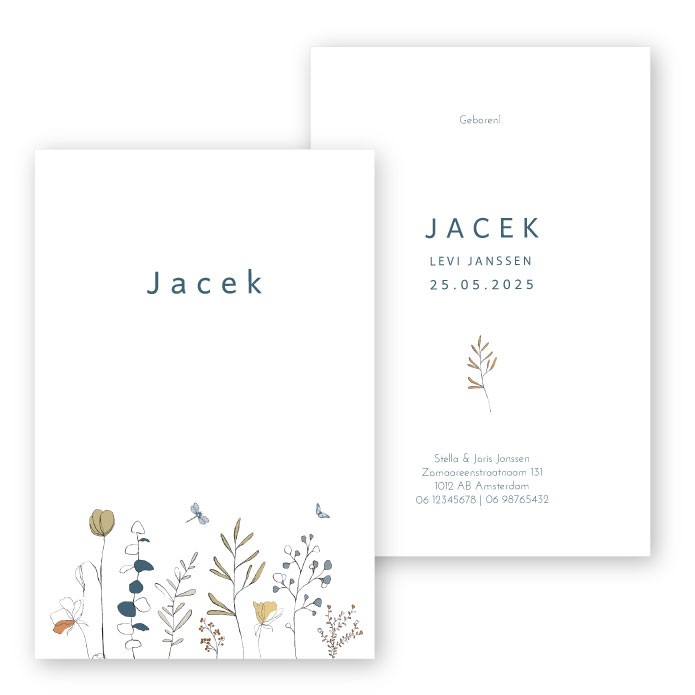 Babykaartje wilde bloemen