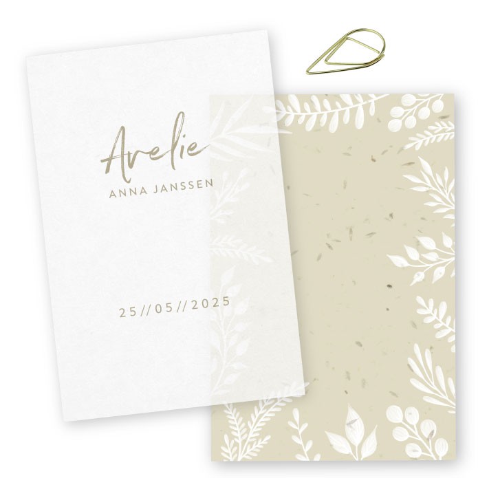 Geboortekaartje kalkpapier Avelie