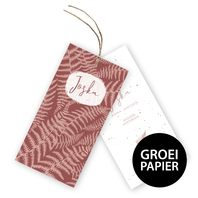 Geboortekaartje groeipapier labels Joska