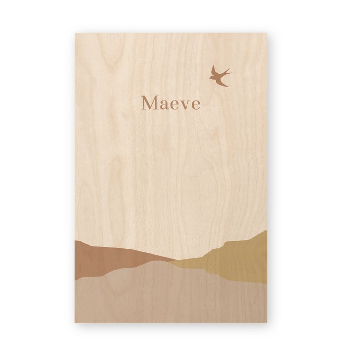 Geboortekaartje hout bergen Maeve
