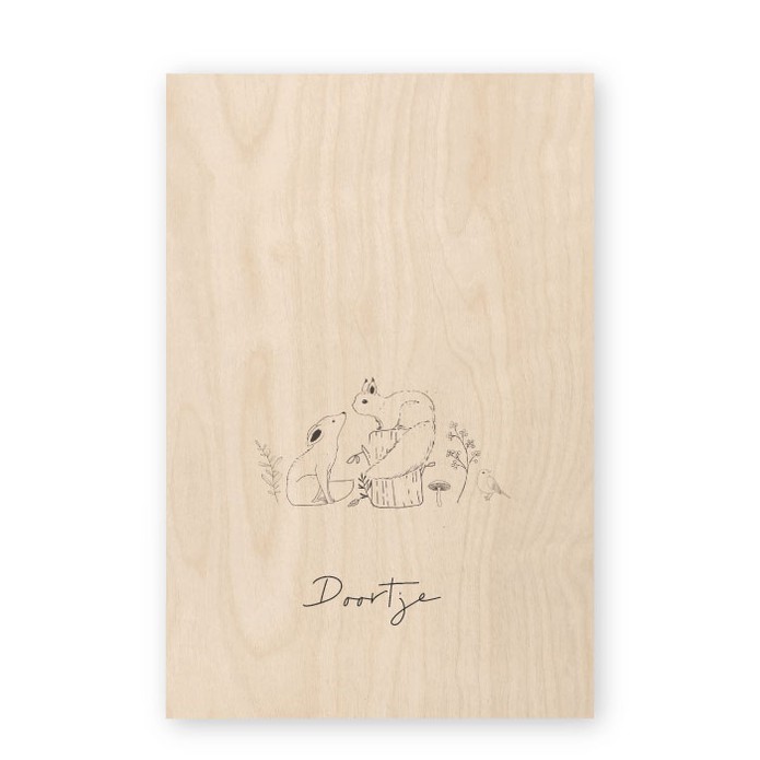 Geboortekaartje hout eekhoorntje Doortje