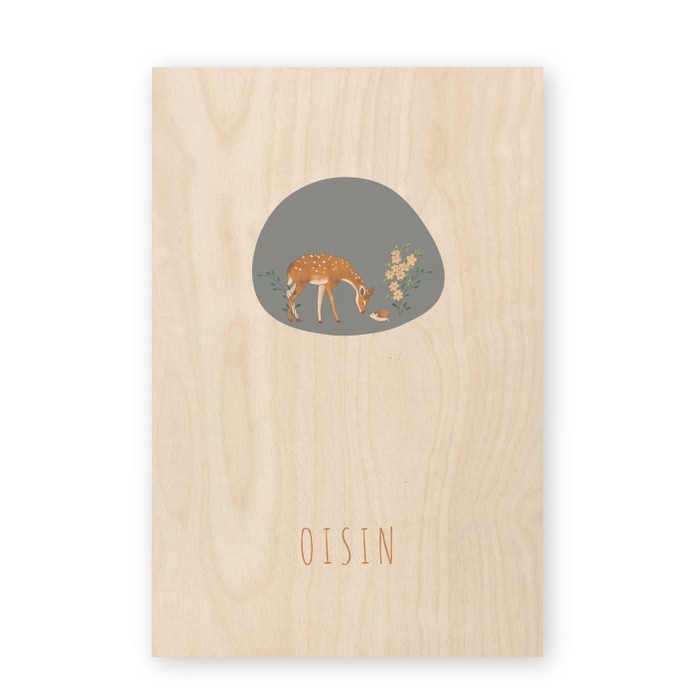 Geboortekaartje hout hertje Oisin