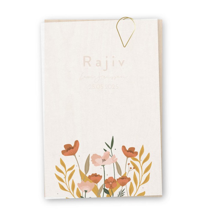 Geboortelabels hout kalk bloemen