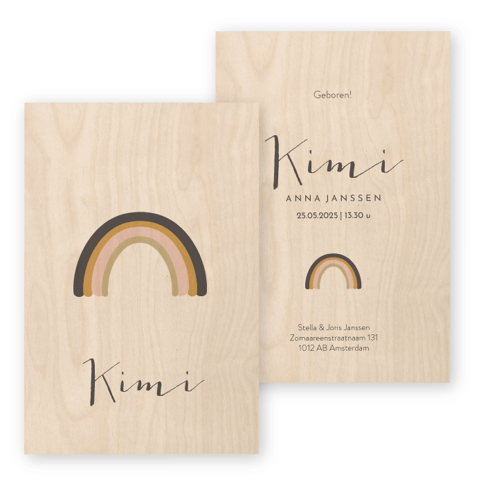Geboortekaartje hout Kimi