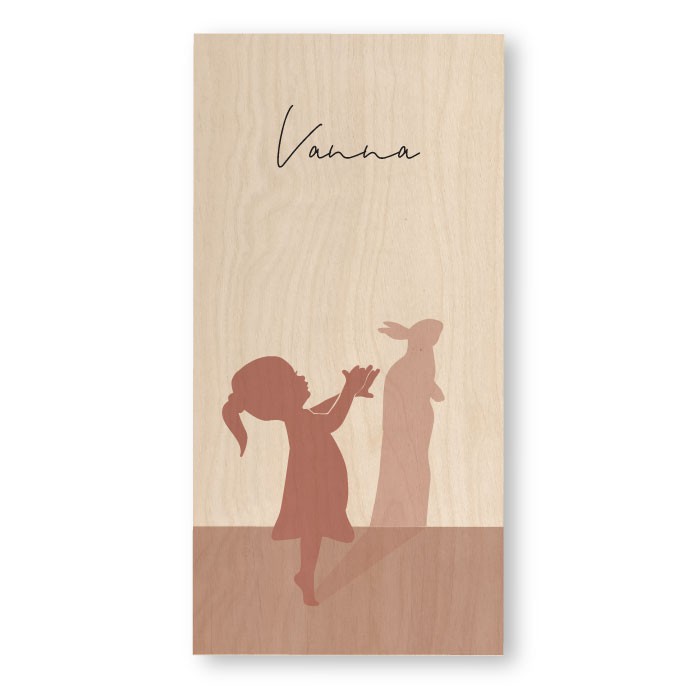 Geboortekaartje hout schaduwdier Vanna