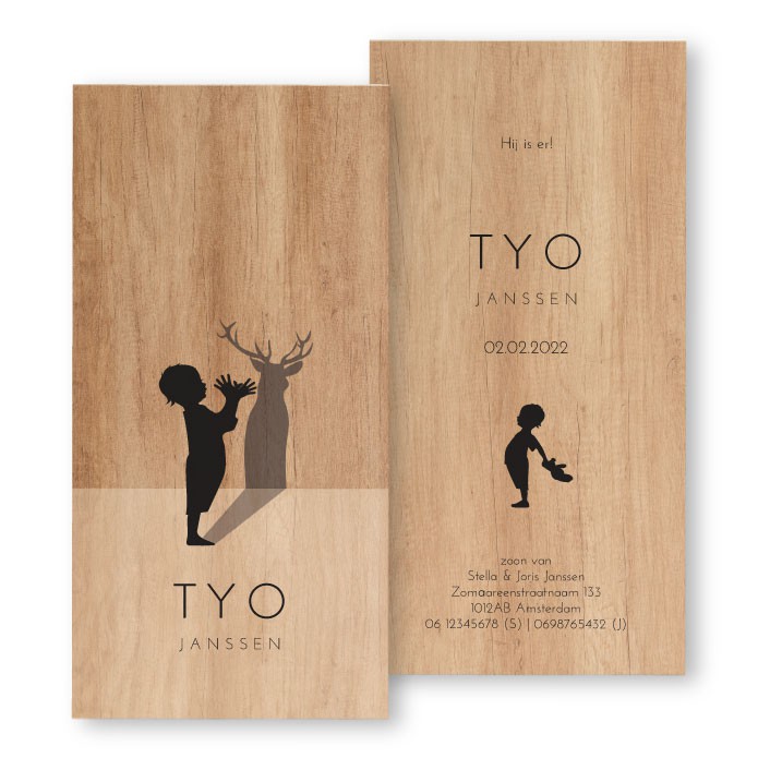 Geboortekaartje hout Tyo