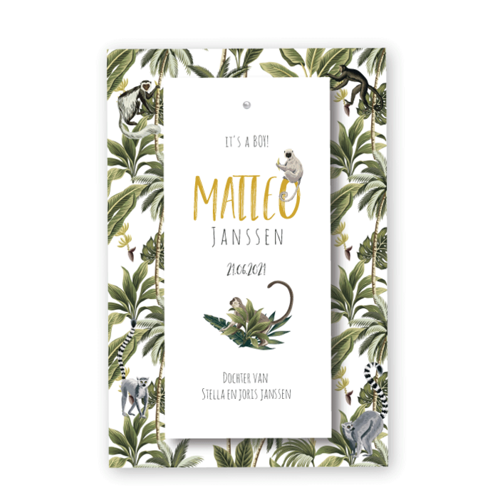 Geboortekaartje label Matteo