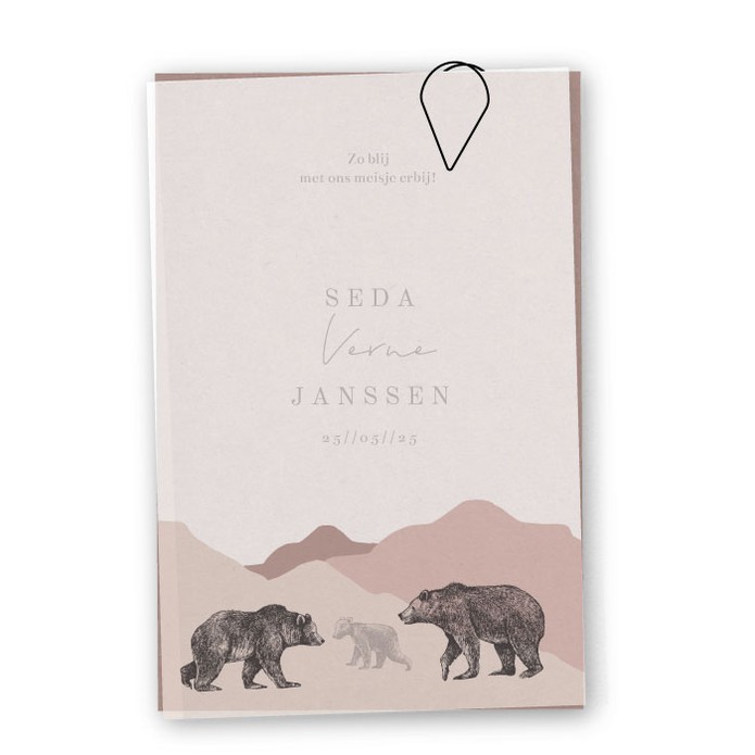 Geboortekaartje kalklabels beertjes