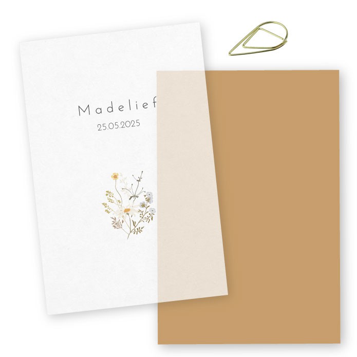 Babykaartje kalkpapier madelief