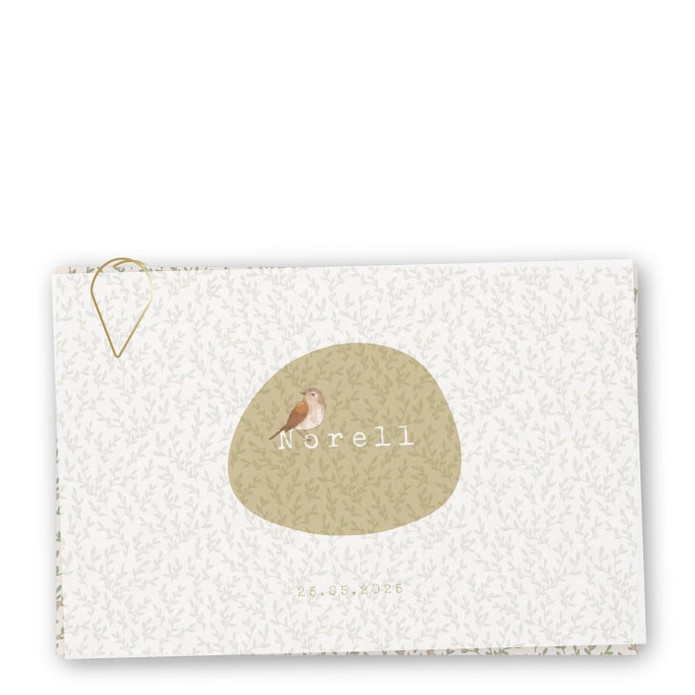 Geboortekaartje kalkpapier paperclip