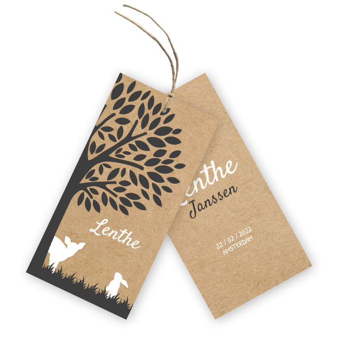 Geboortelabels kraft boom en bosdieren Lenthe