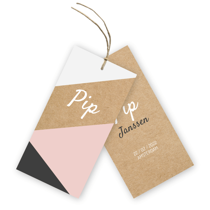 Geboortelabels kraft geometrische driehoeken  (M) Pip