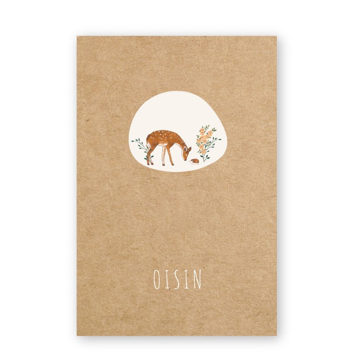 Geboortekaartje kraft karton hertje Oisin