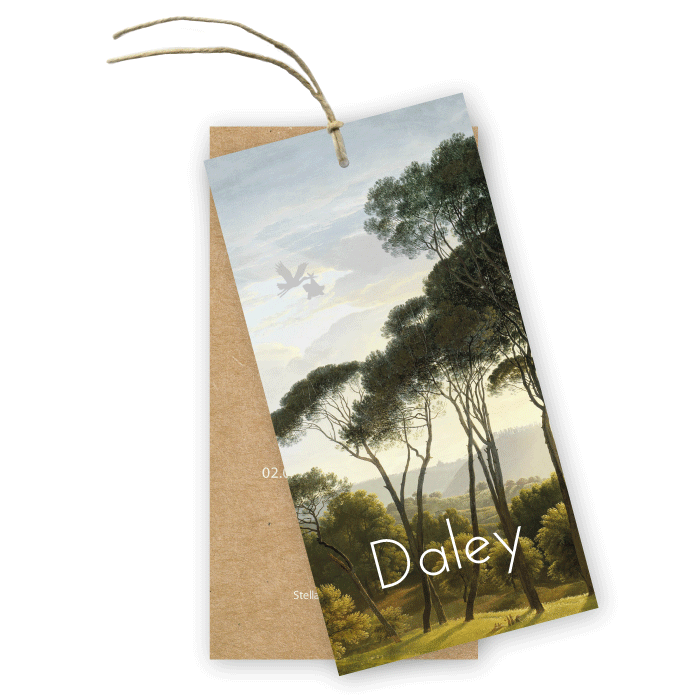 Geboortekaartje label botanisch Daley