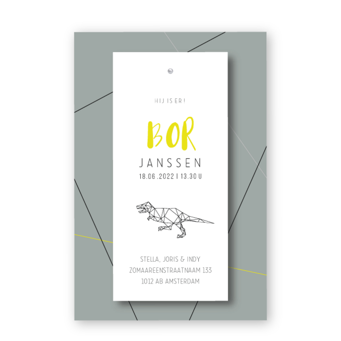 Geboortekaartje label splitpen Bor