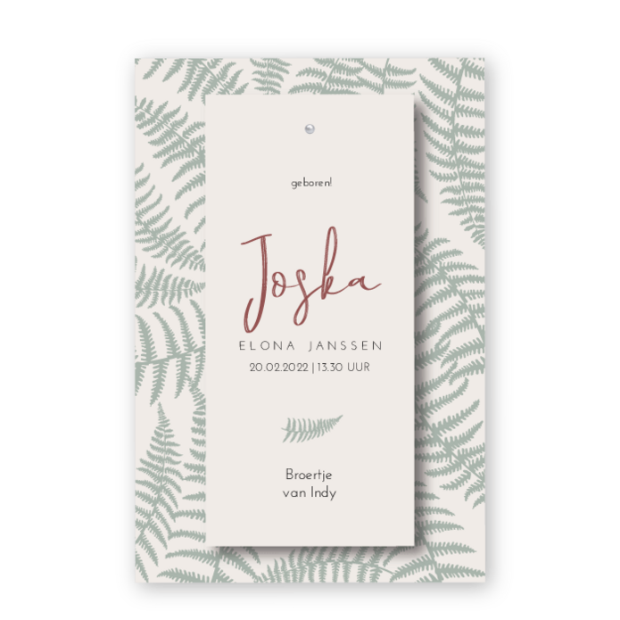 Klembord geboortekaart varen botanisch Joska