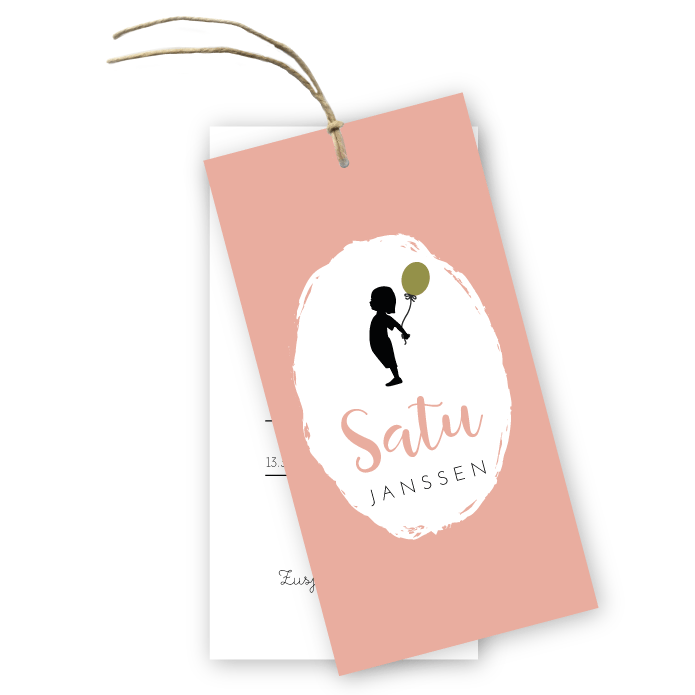 Geboortelabel meisje met ballon Satu