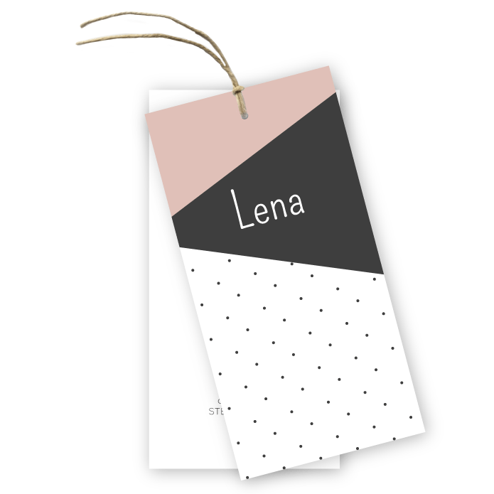 Geboortekaartje labels geometrische vlakken stipjes Lena