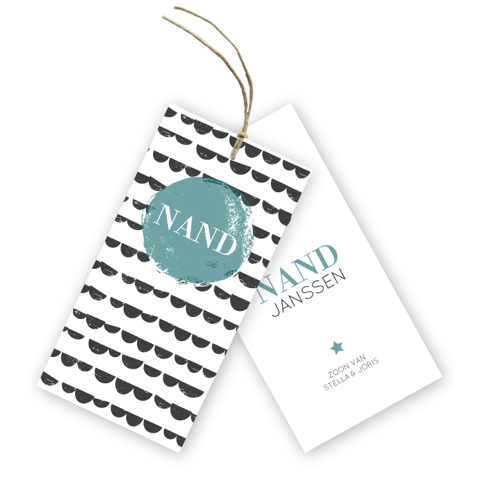 Geboortekaartje labels half moon Nand