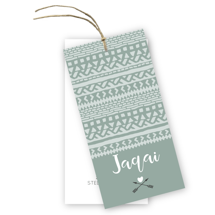 Geboortekaartje labels aztec patroon Jaqay