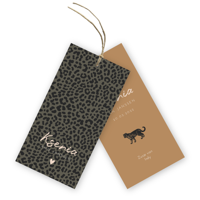 Babykaartje labels panterprint