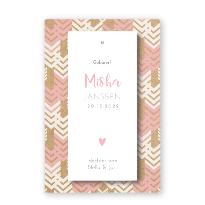 Geboortelabel splitpen kraft karton Misha