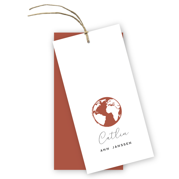 Geboortekaartje wereldbol roestbruin Catlin
