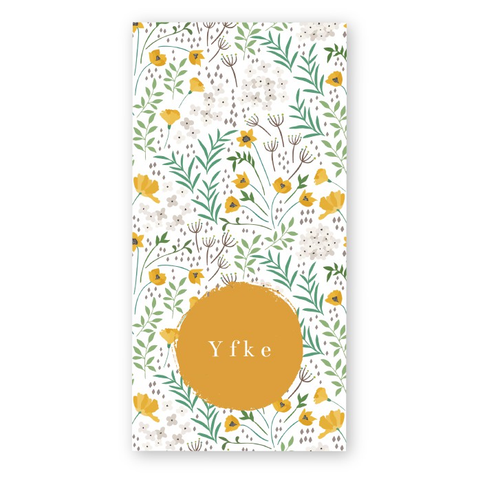 Geboortekaatje rechthoek bloemen