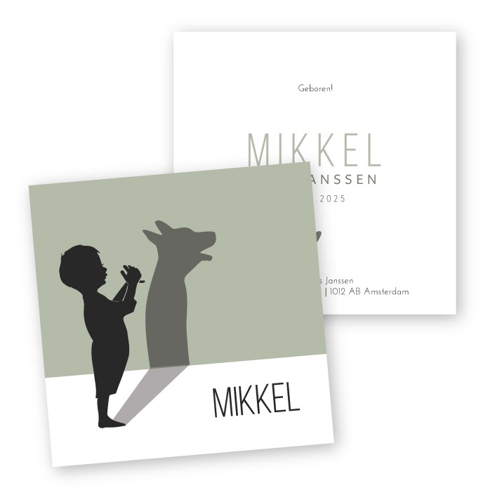 Geboortekaart wolf Mikkel