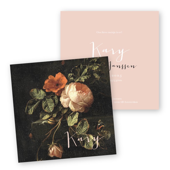 Geboortekaartje museum schilderij Kary