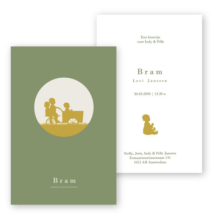 Babykaartje fietsbak broertje