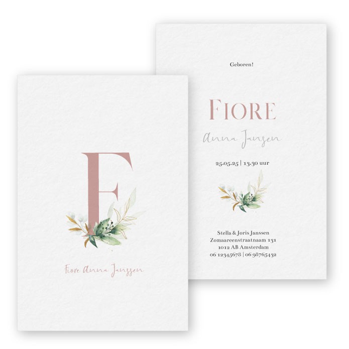 Geboortekaartje karton Fiore
