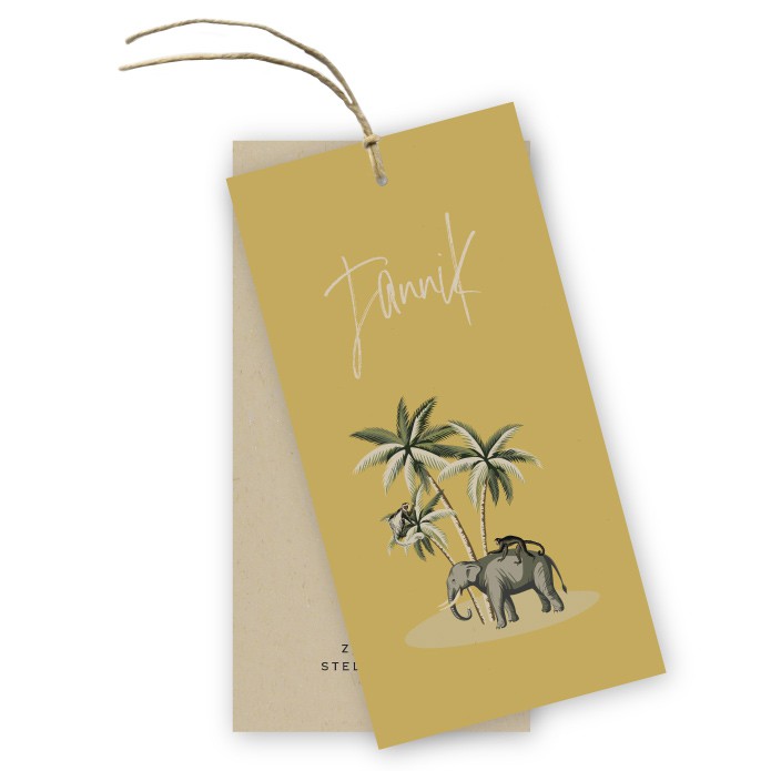 Geboortekaartje labels olifant Jannik