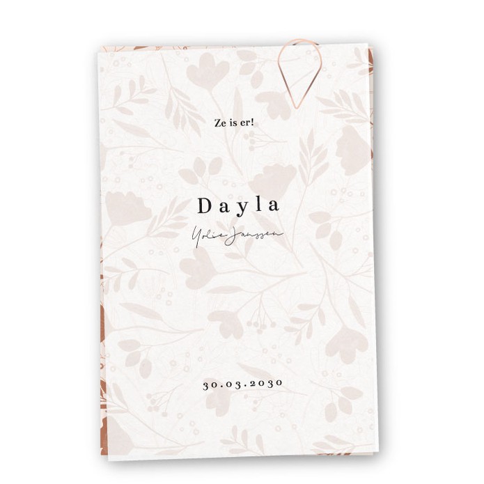 geboortekaartje kalkpapier bloemen dayla